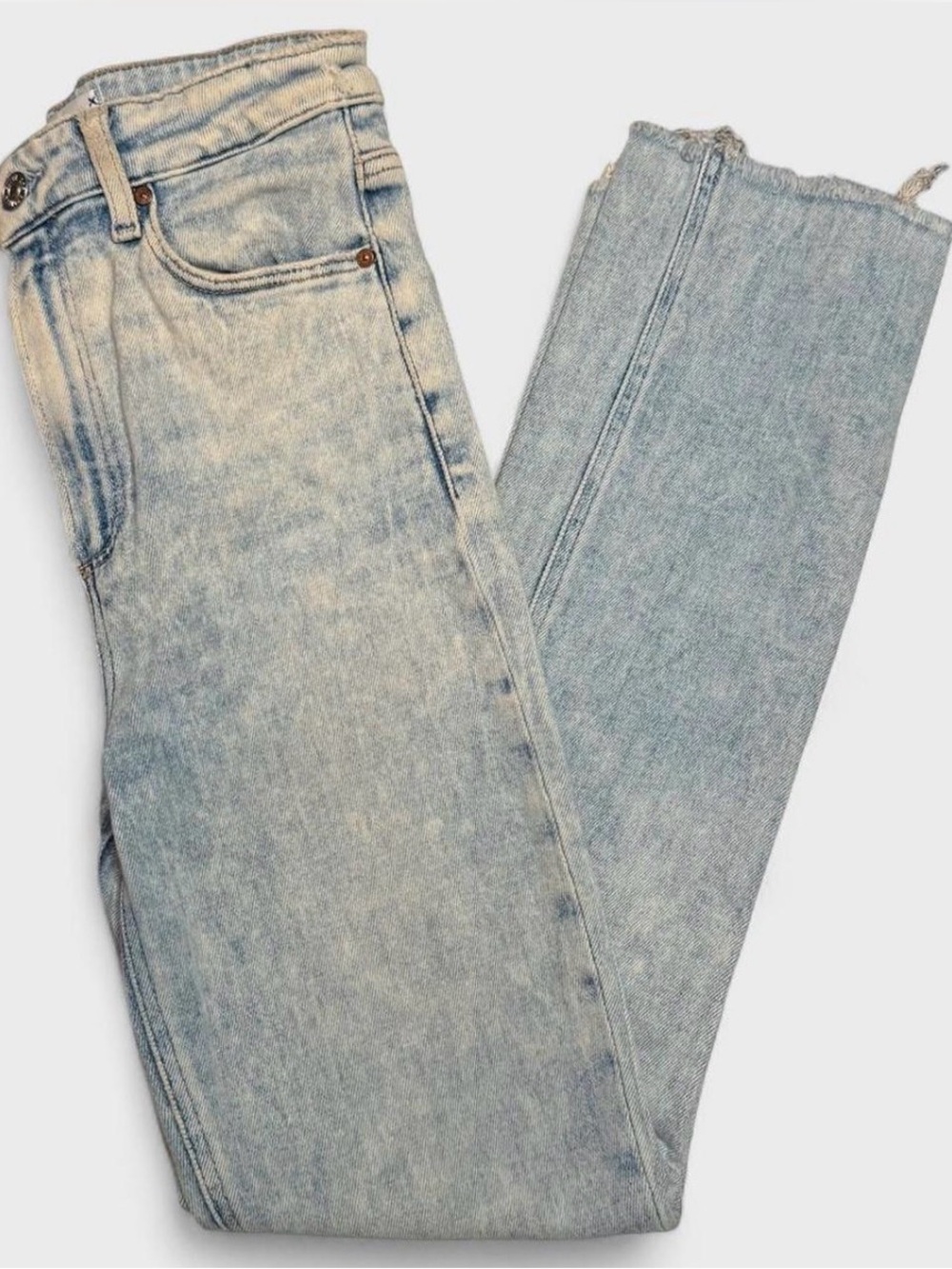 PAIGE Cindy High Rise Straight Leg Jeans Women’s 26 Light Wash Raw Hem - Picture 1 of 6
